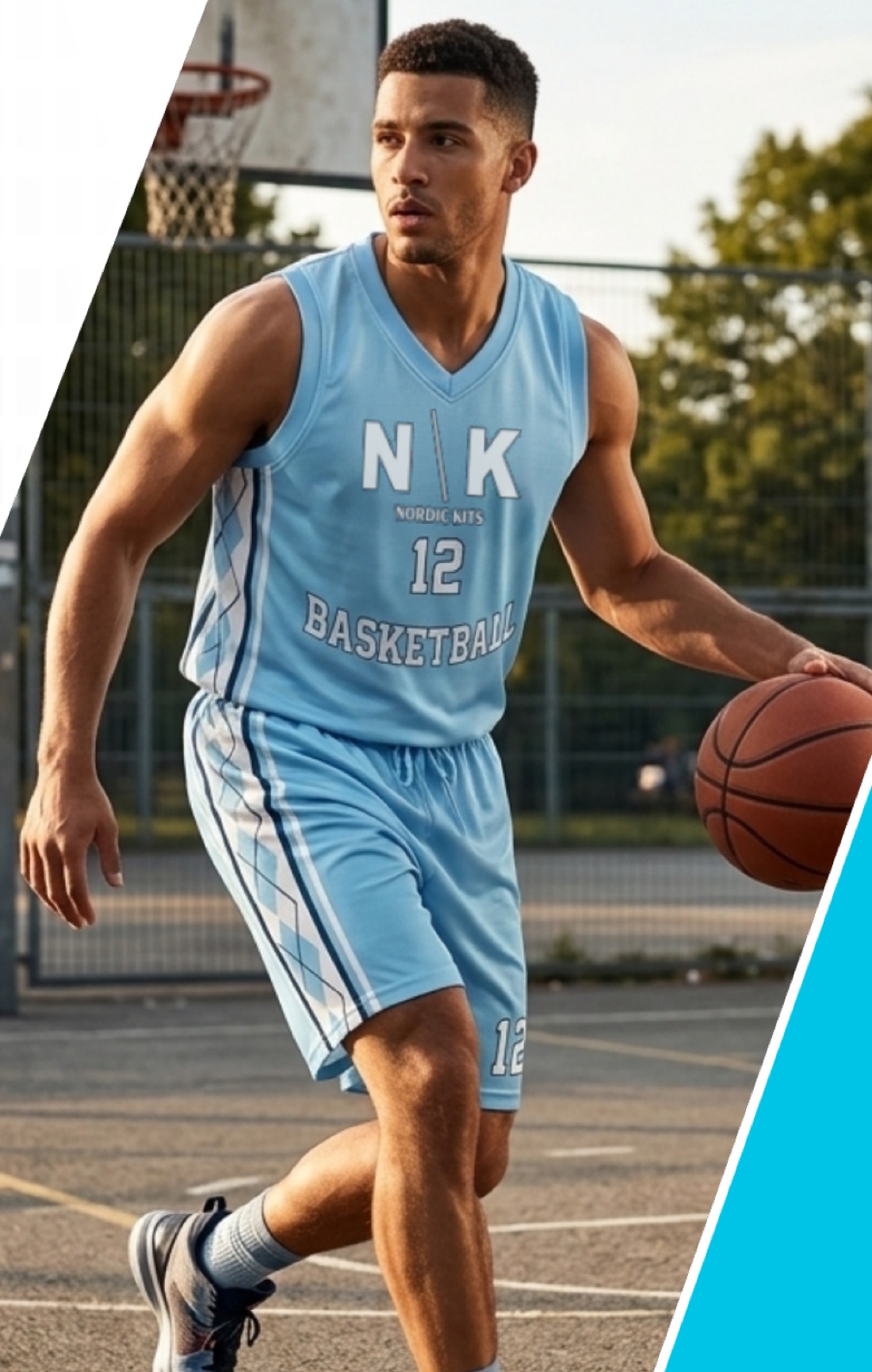 Basketball player wearing a custom Nordic Kits sublimated uniform